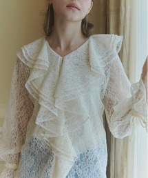 Scalloped lace blouse/スカラップドレースブラウス