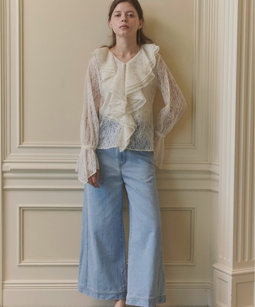 ORGUE(オルグ)の「Scalloped lace blouse/スカラップドレースブラウス(シャツ/ブラウス・レディース・アイボリー/ブラック・FREE)」の5枚目の写真