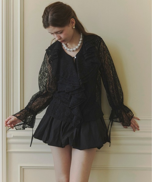 ORGUE(オルグ)の「Scalloped lace blouse/スカラップドレースブラウス(シャツ/ブラウス・レディース・アイボリー/ブラック・FREE)」の9枚目の写真