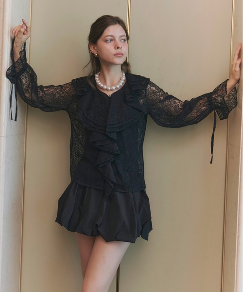 ORGUE(オルグ)の「Scalloped lace blouse/スカラップドレースブラウス(シャツ/ブラウス・レディース・アイボリー/ブラック・FREE)」の12枚目の写真