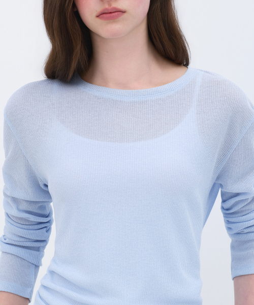 MUSINSA STANDARD WOMAN（ムシンサスタンダードウーマン）の「ウィメンズリネンライク長袖ニットTシャツ[スカイブルー]（ニット/セーター・レディース・その他・LARGE/SMALL/MEDIUM/X-SMALL）」の7枚目の写真