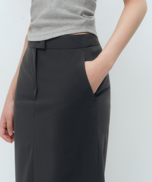 MUSINSA STANDARD WOMAN（ムシンサスタンダードウーマン）の「[クールタンダード] ウィメンズ ストレート マキシスカート [グレー]（スカート・レディース・その他・X-SMALL/SMALL/MEDIUM/LARGE）」の5枚目の写真