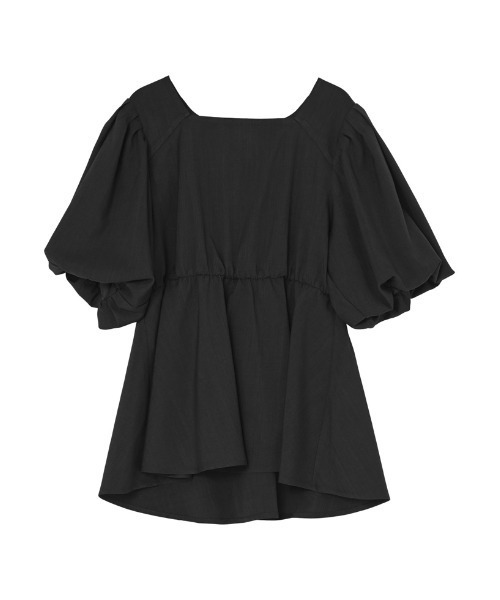 Re:EDIT（リエディ）の「[2026 SUMMER COLLECTION]リネンライクパフスリーブスクエアネックペプラムトップス（Tシャツ/カットソー・レディース・ブラック/アイボリー系/ブルー/チャコールグレー/ブラウン/グリーン・MEDIUM/LARGE）」の20枚目の写真