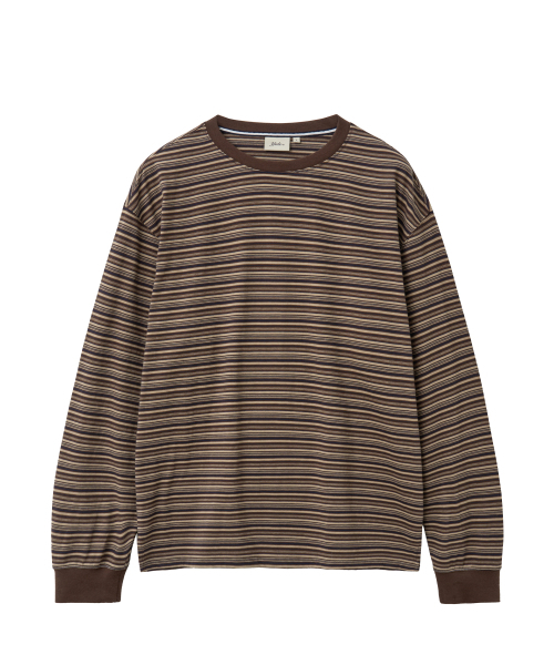 YALE(イェール)の「マルチストライプ長袖Tシャツ_ブラウン(Tシャツ/カットソー・レディース・その他・SMALL/MEDIUM/LARGE/X-LARGE)」の1枚目の写真
