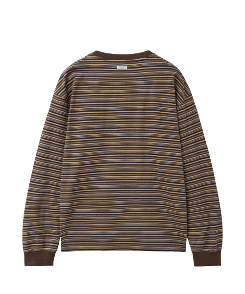 YALE(イェール)の「マルチストライプ長袖Tシャツ_ブラウン(Tシャツ/カットソー・レディース・その他・SMALL/MEDIUM/LARGE/X-LARGE)」の2枚目の写真