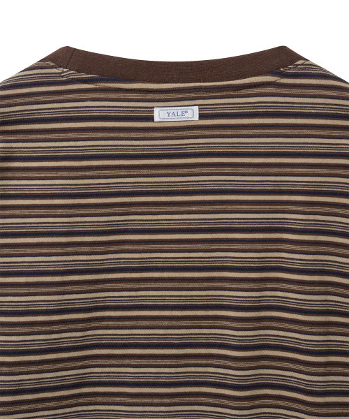 YALE(イェール)の「マルチストライプ長袖Tシャツ_ブラウン(Tシャツ/カットソー・レディース・その他・SMALL/MEDIUM/LARGE/X-LARGE)」の4枚目の写真