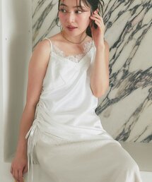 レースサテンアシメドロストキャミ