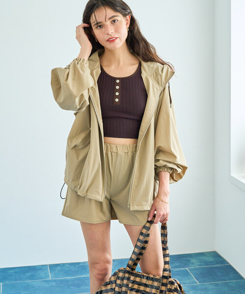 FREAK'S STORE(フリークスストア)の「限定展開 ラッシュガード パーカー セット(パーカー・パンツ)(ラッシュガード・レディース・ベージュ/ブラウン/ナチュラル/チャコールグレー/ブラック/ライトピンク・フリ-)」の11枚目の写真