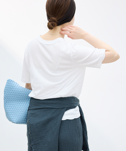 IENA(イエナ)の「ATON/エイトン FRESCA SINGLE JERSEY SS EX Tシャツ(Tシャツ/カットソー・レディース・ブラック系その他/ピンク系その他/ホワイト/ブラウン・FREE)」の7枚目の写真