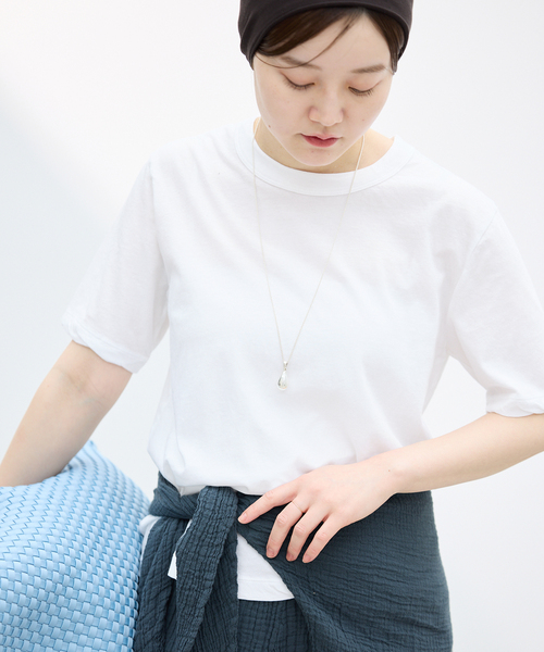 IENA(イエナ)の「ATON/エイトン FRESCA SINGLE JERSEY SS EX Tシャツ(Tシャツ/カットソー・レディース・ブラック系その他/ピンク系その他/ホワイト/ブラウン・FREE)」の8枚目の写真