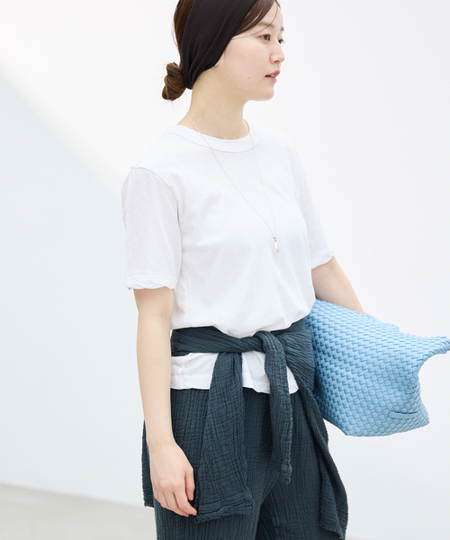 IENA(イエナ)の「ATON/エイトン FRESCA SINGLE JERSEY SS EX Tシャツ(Tシャツ/カットソー・レディース・ブラック系その他/ピンク系その他/ホワイト/ブラウン・FREE)」の9枚目の写真