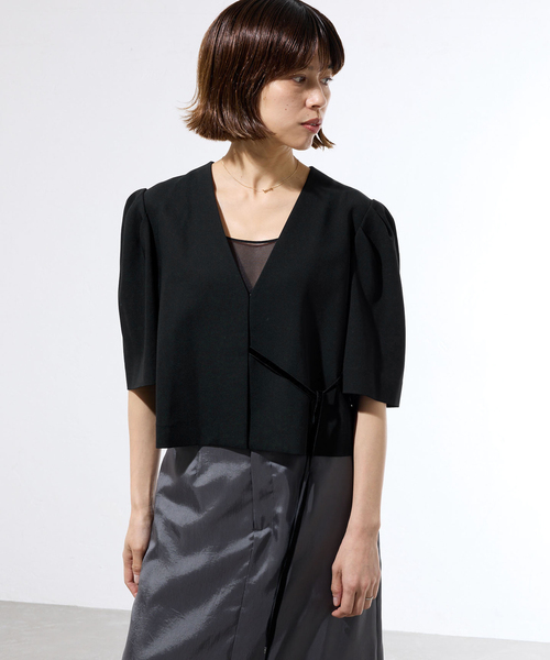 IENA(イエナ)の「《セットアップ対応/一部店舗限定》カルゼショート丈パフジャケット(その他アウター・レディース・ブラウン/ブラック・FREE)」の1枚目の写真