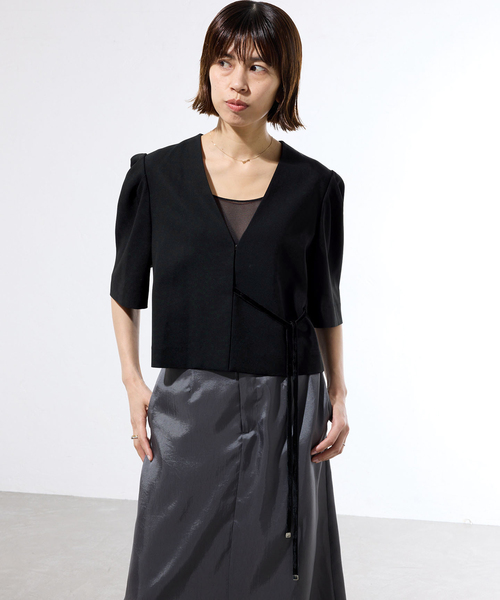 IENA(イエナ)の「《セットアップ対応/一部店舗限定》カルゼショート丈パフジャケット(その他アウター・レディース・ブラウン/ブラック・FREE)」の5枚目の写真