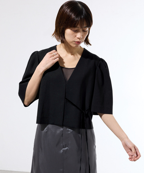 IENA(イエナ)の「《セットアップ対応/一部店舗限定》カルゼショート丈パフジャケット(その他アウター・レディース・ブラウン/ブラック・FREE)」の9枚目の写真