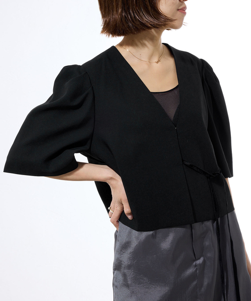 IENA(イエナ)の「《セットアップ対応/一部店舗限定》カルゼショート丈パフジャケット(その他アウター・レディース・ブラウン/ブラック・FREE)」の10枚目の写真