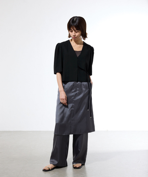 IENA(イエナ)の「《セットアップ対応/一部店舗限定》カルゼショート丈パフジャケット(その他アウター・レディース・ブラウン/ブラック・FREE)」の12枚目の写真