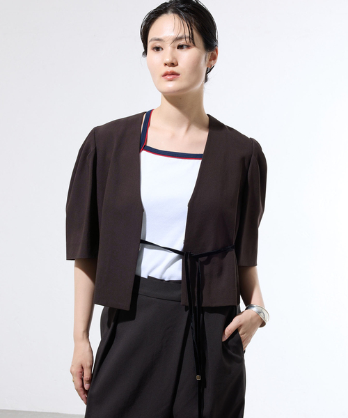 IENA(イエナ)の「《セットアップ対応/一部店舗限定》カルゼショート丈パフジャケット(その他アウター・レディース・ブラウン/ブラック・FREE)」の16枚目の写真