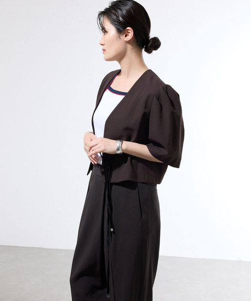 IENA(イエナ)の「《セットアップ対応/一部店舗限定》カルゼショート丈パフジャケット(その他アウター・レディース・ブラウン/ブラック・FREE)」の19枚目の写真