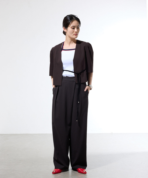IENA(イエナ)の「《セットアップ対応/一部店舗限定》カルゼショート丈パフジャケット(その他アウター・レディース・ブラウン/ブラック・FREE)」の20枚目の写真