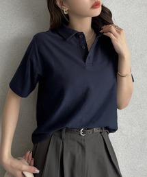 抜け感シルエットで大人カジュアルな半袖ポロトップス