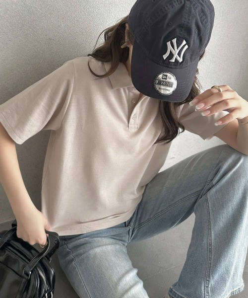 TREOVER(トレオーバー)の「抜け感シルエットで大人カジュアルな半袖ポロトップス(ポロシャツ・レディース・チャコールグレー/グレイッシュベージュ/アイボリー/ネイビー・FREE)」の21枚目の写真