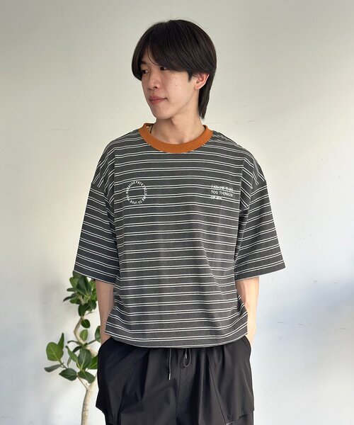 CPCM(シーピーシーエム)の「インディゴボーダーT(Tシャツ/カットソー・レディース・ネイビー/ブラック/サックスブルー・SMALL/MEDIUM/LARGE)」の2枚目の写真