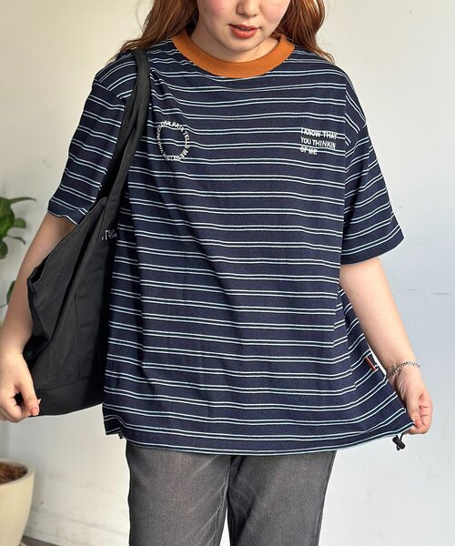 CPCM(シーピーシーエム)の「インディゴボーダーT(Tシャツ/カットソー・レディース・ネイビー/ブラック/サックスブルー・SMALL/MEDIUM/LARGE)」の9枚目の写真