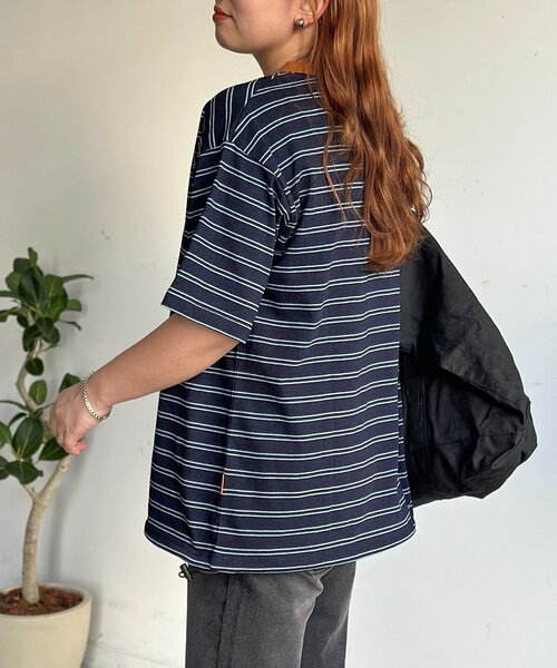 CPCM(シーピーシーエム)の「インディゴボーダーT(Tシャツ/カットソー・レディース・ネイビー/ブラック/サックスブルー・SMALL/MEDIUM/LARGE)」の10枚目の写真