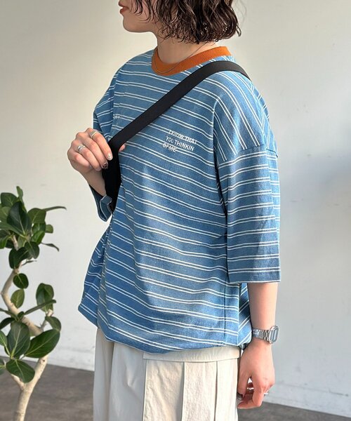 CPCM(シーピーシーエム)の「インディゴボーダーT(Tシャツ/カットソー・レディース・ネイビー/ブラック/サックスブルー・SMALL/MEDIUM/LARGE)」の20枚目の写真