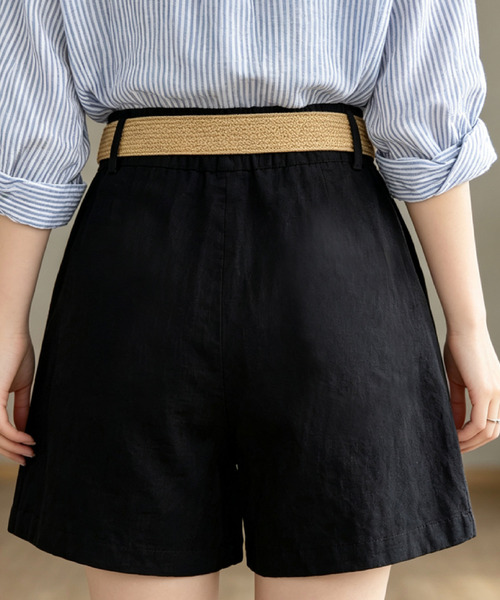 2ly2(トゥーリートゥー)の「ベルト付きタックショートパンツ レディース ハイウエスト(その他パンツ・レディース・グレー/ピンク/ブラック/ベージュ・FREE)」の9枚目の写真