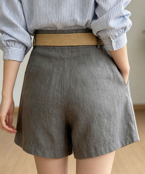 2ly2(トゥーリートゥー)の「ベルト付きタックショートパンツ レディース ハイウエスト(その他パンツ・レディース・グレー/ピンク/ブラック/ベージュ・FREE)」の14枚目の写真
