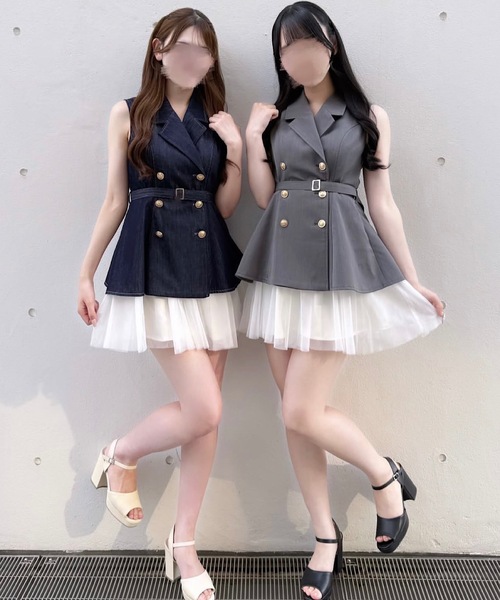 NOMAE(ノーマエ)の「テーラードジレドッキングミニワンピース(ワンピース・レディース・グレー/ブラック/ブルー系その他/ブラック系その他/ピンク系その他/ブラウン系その他・FREE)」の20枚目の写真