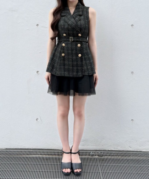 NOMAE(ノーマエ)の「テーラードジレドッキングミニワンピース(ワンピース・レディース・グレー/ブラック/ブルー系その他/ブラック系その他/ピンク系その他/ブラウン系その他・FREE)」の12枚目の写真