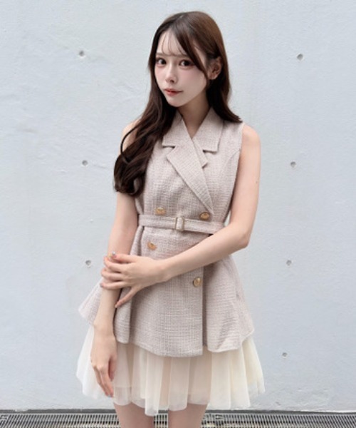 NOMAE(ノーマエ)の「テーラードジレドッキングミニワンピース(ワンピース・レディース・グレー/ブラック/ブルー系その他/ブラック系その他/ピンク系その他/ブラウン系その他・FREE)」の14枚目の写真