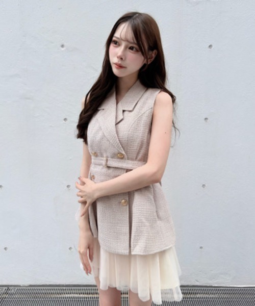 NOMAE(ノーマエ)の「テーラードジレドッキングミニワンピース(ワンピース・レディース・グレー/ブラック/ブルー系その他/ブラック系その他/ピンク系その他/ブラウン系その他・FREE)」の15枚目の写真