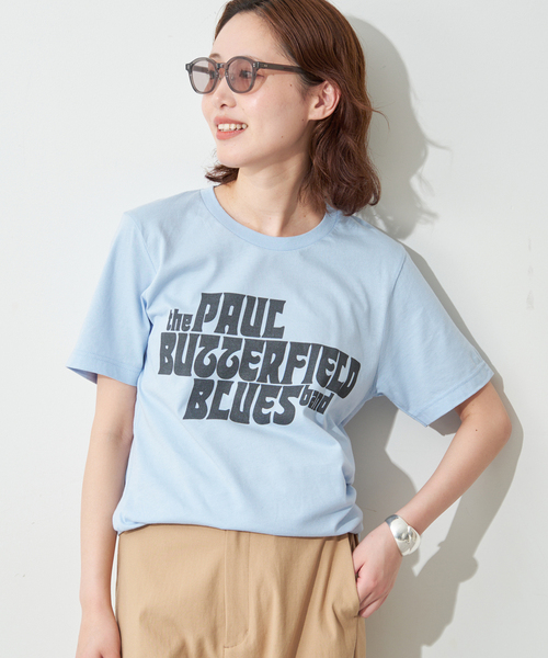 SLOBE IENA(スローブイエナ)の「《追加》BLUESCENTRIC/ブルースセントリック LOGO TEE(Tシャツ/カットソー・レディース・ブラック/イエロー/スカイブルー・FREE)」の1枚目の写真
