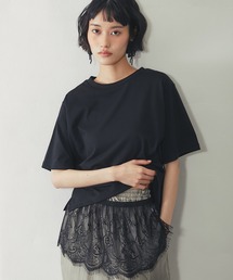 【接触冷感】レースセットレイヤードTシャツ