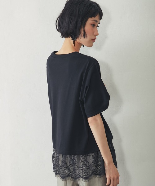 ANOTHER S(アナザーエス)の「【接触冷感】レースセットレイヤードTシャツ(Tシャツ/カットソー・レディース・ブラック/オフホワイト・FREE)」の21枚目の写真