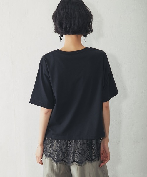 ANOTHER S(アナザーエス)の「【接触冷感】レースセットレイヤードTシャツ(Tシャツ/カットソー・レディース・ブラック/オフホワイト・FREE)」の16枚目の写真
