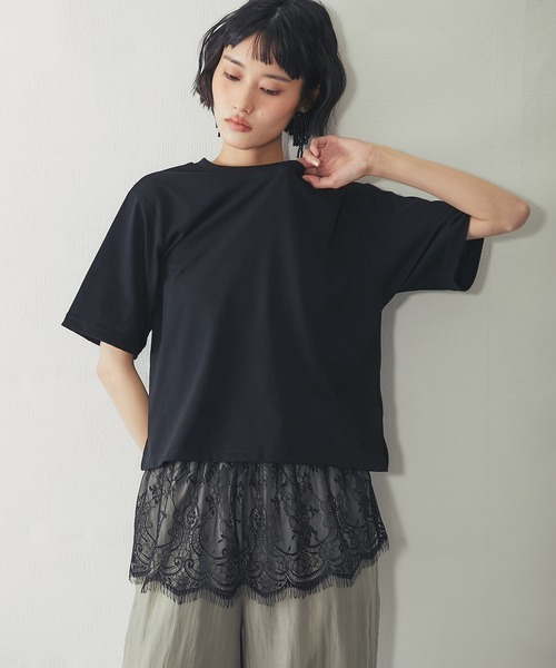 ANOTHER S(アナザーエス)の「【接触冷感】レースセットレイヤードTシャツ(Tシャツ/カットソー・レディース・ブラック/オフホワイト・FREE)」の20枚目の写真