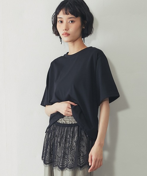 ANOTHER S(アナザーエス)の「【接触冷感】レースセットレイヤードTシャツ(Tシャツ/カットソー・レディース・ブラック/オフホワイト・FREE)」の9枚目の写真