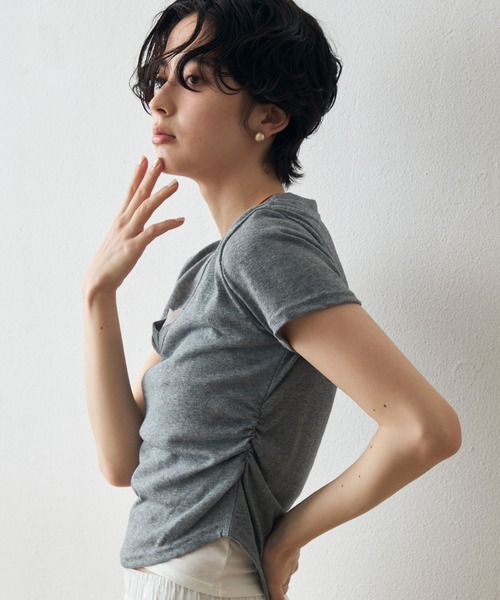 Trish(トリッシュ)の「レースレイヤードライクVネックTシャツ(Tシャツ/カットソー・レディース・チャコールグレー/ホワイト・FREE)」の22枚目の写真