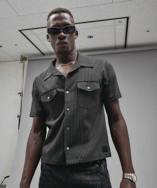 UJOH HOMME / ウジョーオム】別注 Stripe S/S Regular Collar Shirts