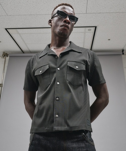 ANDER HUNK(アンダーハンク)の「Compact Open Collar Stripe Shirts/コンパクトオープンカラーストライプシャツ(シャツ/ブラウス・メンズ・グレー/ブラック・SMALL/MEDIUM/LARGE)」の8枚目の写真