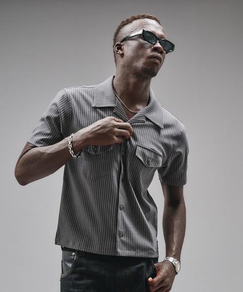 ANDER HUNK(アンダーハンク)の「Compact Open Collar Stripe Shirts/コンパクトオープンカラーストライプシャツ(シャツ/ブラウス・メンズ・グレー/ブラック・SMALL/MEDIUM/LARGE)」の15枚目の写真