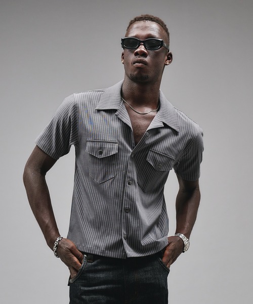 ANDER HUNK(アンダーハンク)の「Compact Open Collar Stripe Shirts/コンパクトオープンカラーストライプシャツ(シャツ/ブラウス・メンズ・グレー/ブラック・SMALL/MEDIUM/LARGE)」の17枚目の写真