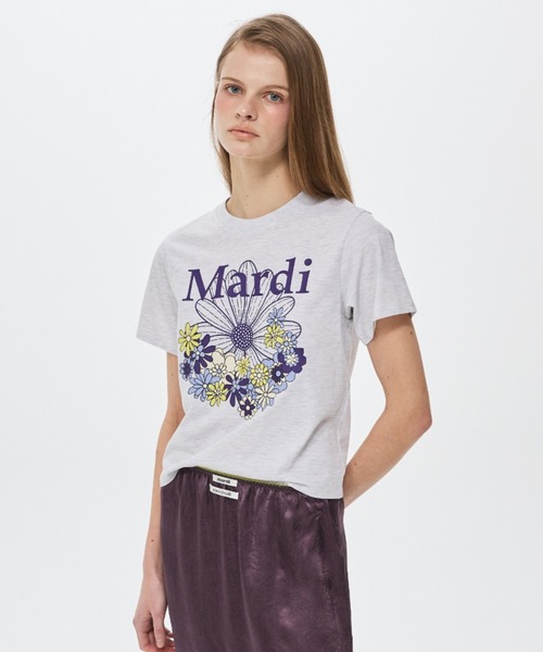Mardi Mercredi(マルディメクルディ)の「SLIM TSHIRT FLOWERMARDI JARDIN VVD / スリム Tシャツ フラワーマルディ ジャルダン VVD(Tシャツ/カットソー・レディース・ホワイト/ヘザーグレー/クリーム・FREE)」の7枚目の写真