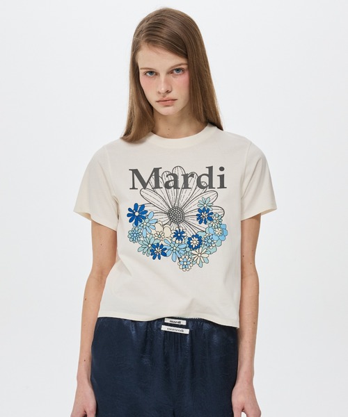 Mardi Mercredi(マルディメクルディ)の「SLIM TSHIRT FLOWERMARDI JARDIN VVD / スリム Tシャツ フラワーマルディ ジャルダン VVD(Tシャツ/カットソー・レディース・ホワイト/ヘザーグレー/クリーム・FREE)」の10枚目の写真