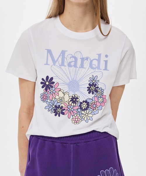 Mardi Mercredi(マルディメクルディ)の「SLIM TSHIRT FLOWERMARDI JARDIN VVD / スリム Tシャツ フラワーマルディ ジャルダン VVD(Tシャツ/カットソー・レディース・ホワイト/ヘザーグレー/クリーム・FREE)」の5枚目の写真