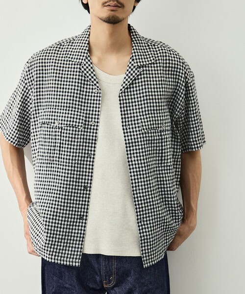 PORTER CLASSIC(ポータークラシック)の「【PORTER CLASSIC/ポータークラシック】PC-016-3979-0010/BK/KEROUAC LINEN GNGHM CK SHIRT(シャツ/ブラウス・メンズ・ブラック・M/L)」の9枚目の写真
